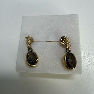 Gold  Smoky Quartz Drop Earrings - Women Jewelry